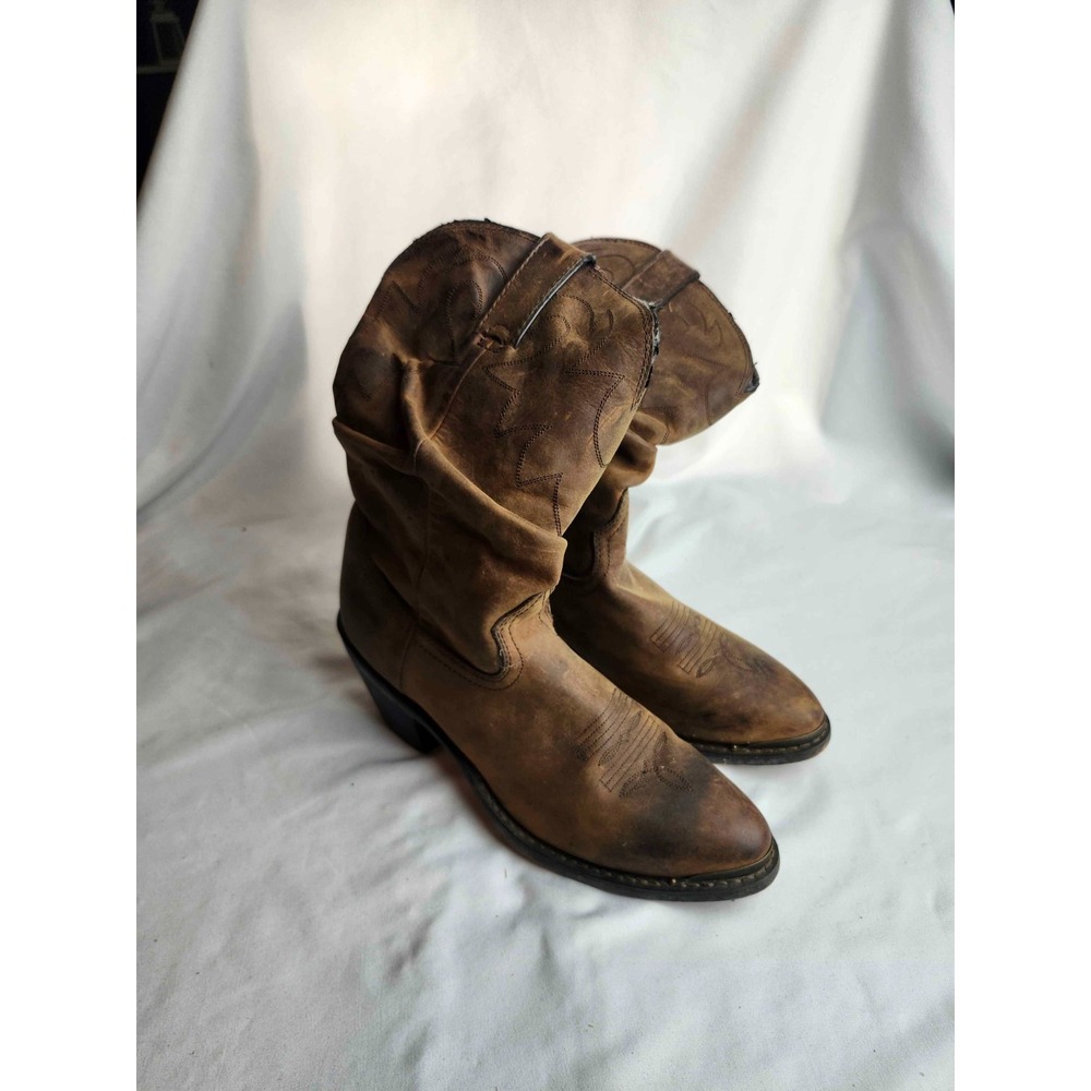Durango RD542 Slouch Boots Womens Size 8.5M Tan Leather Western Cowgirl Rodeo